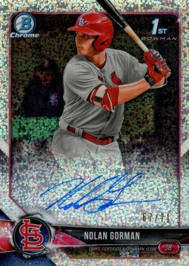 2018 Bowman Draft Chrome Draft Picks Autographs Nolan Gorman #CDANG Baseball Card