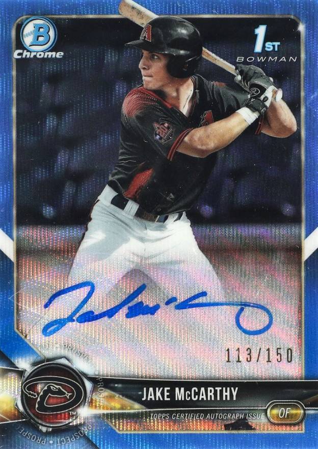 2018 Bowman Draft Chrome Draft Picks Autographs Jake McCarthy #CDAJM Baseball Card