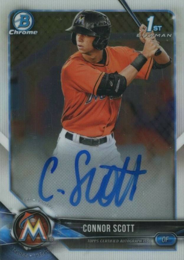 2018 Bowman Draft Chrome Draft Picks Autographs Connor Scott #CDACSC Baseball Card