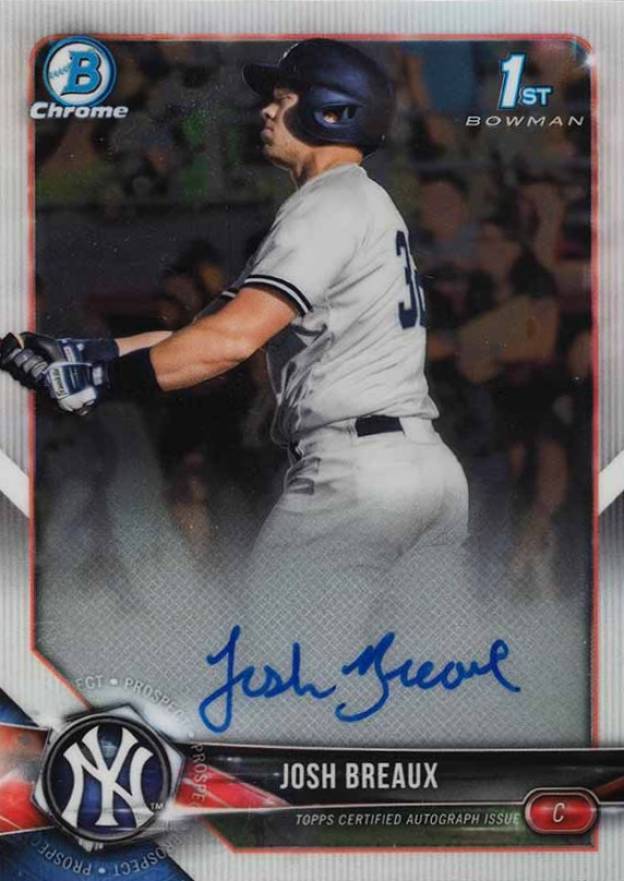 2018 Bowman Draft Chrome Draft Picks Autographs Josh Breaux #CDAJBR Baseball Card