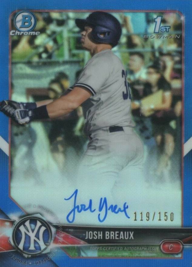 2018 Bowman Draft Chrome Draft Picks Autographs Josh Breaux #CDAJBR Baseball Card