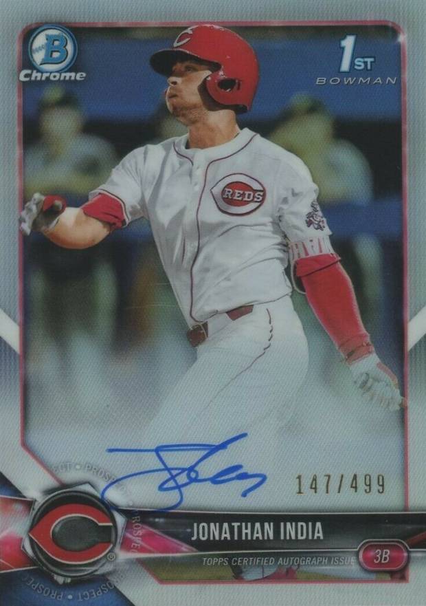 2018 Bowman Draft Chrome Draft Picks Autographs Jonathan India #CDAJI Baseball Card