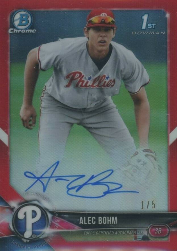 2018 Bowman Draft Chrome Draft Picks Autographs Alec Bohm #CDAAB Baseball Card