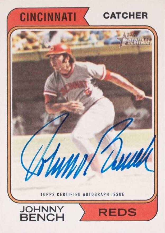 2023 Topps Heritage Real One Autographs Johnny Bench #74ROJBH Baseball Card