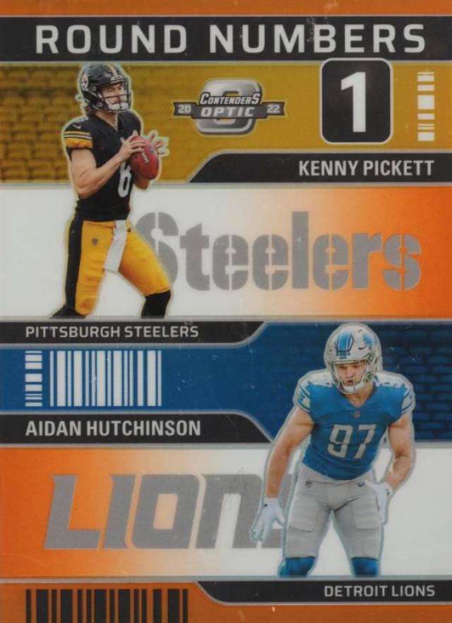 2022 Panini Contenders Optic Round Numbers Aidan Hutchinson/Kenny Pickett #RN1 Football Card