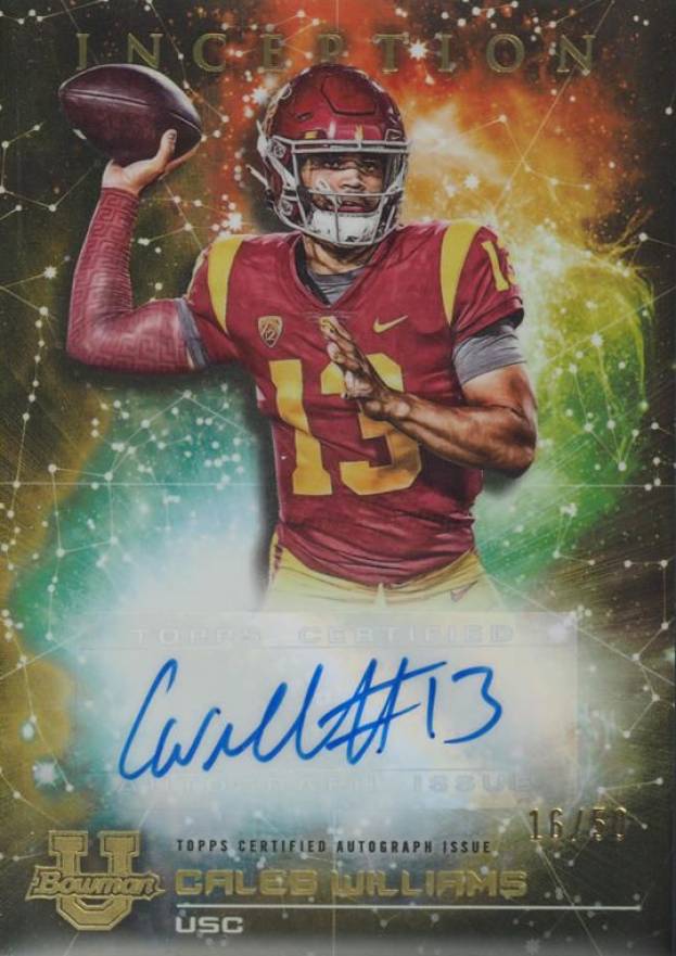 2022 Bowman University Inception Primordial Prospect Autographs Caleb Williams #CW Football Card