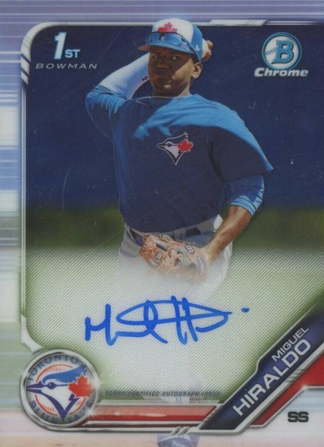 2019 Bowman Chrome Prospects Autographs Miguel Hiraldo #CPAMH Baseball Card