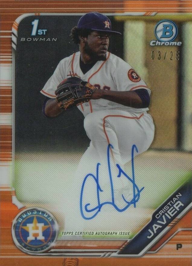 2019 Bowman Chrome Prospects Autographs Cristian Javier #CPACJ Baseball Card