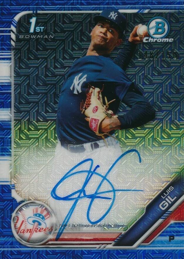 2019 Bowman Chrome Prospects Autographs Luis Gil #CPALGI Baseball Card