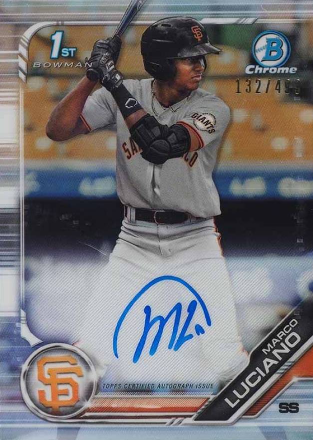 2019 Bowman Prospect Autographs Chrome Marco Luciano #ML Baseball Card