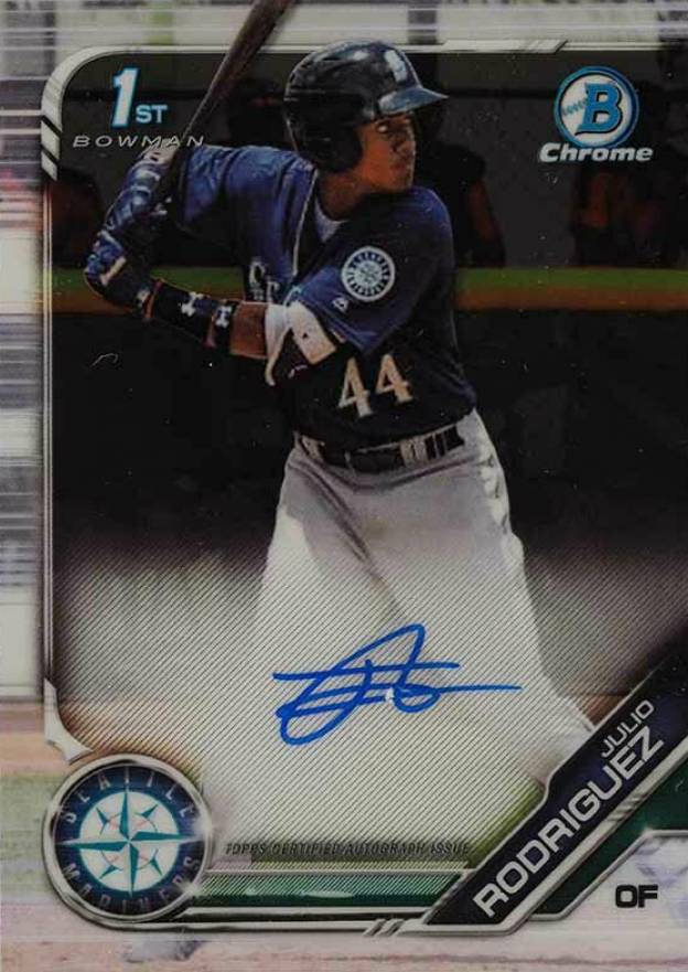 2019 Bowman Prospect Autographs Chrome Julio Rodriguez #JRO Baseball Card