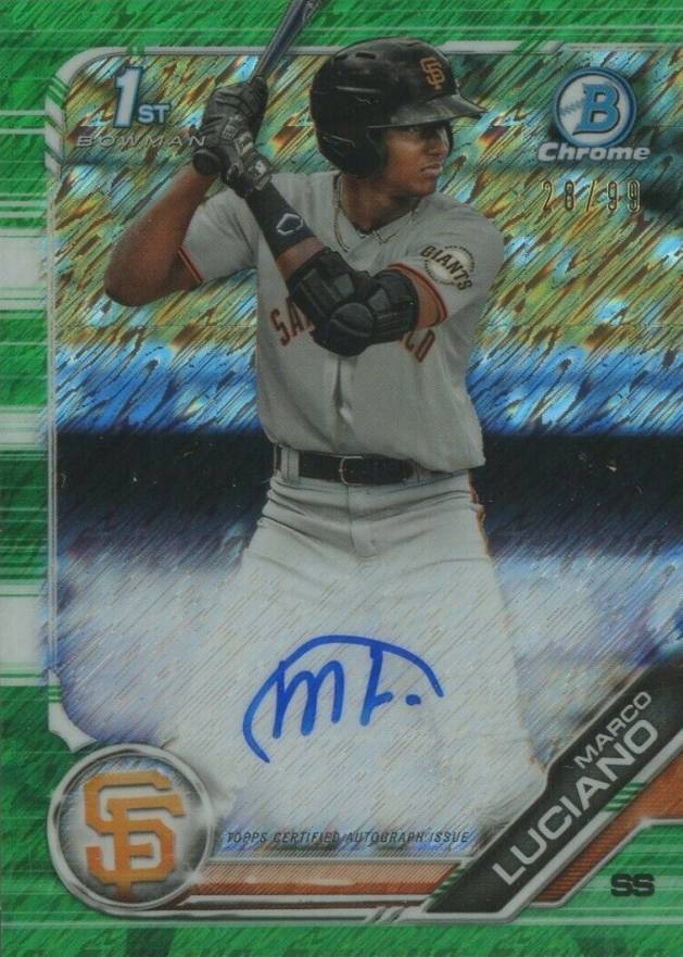 2019 Bowman Prospect Autographs Chrome Marco Luciano #ML Baseball Card