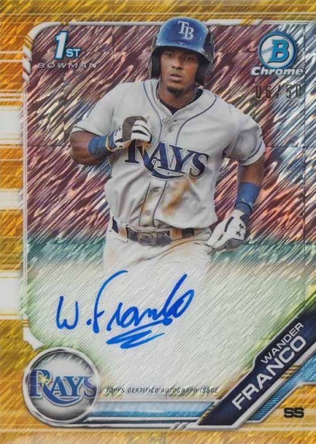 2019 Bowman Prospect Autographs Chrome Wander Franco #WF Baseball Card