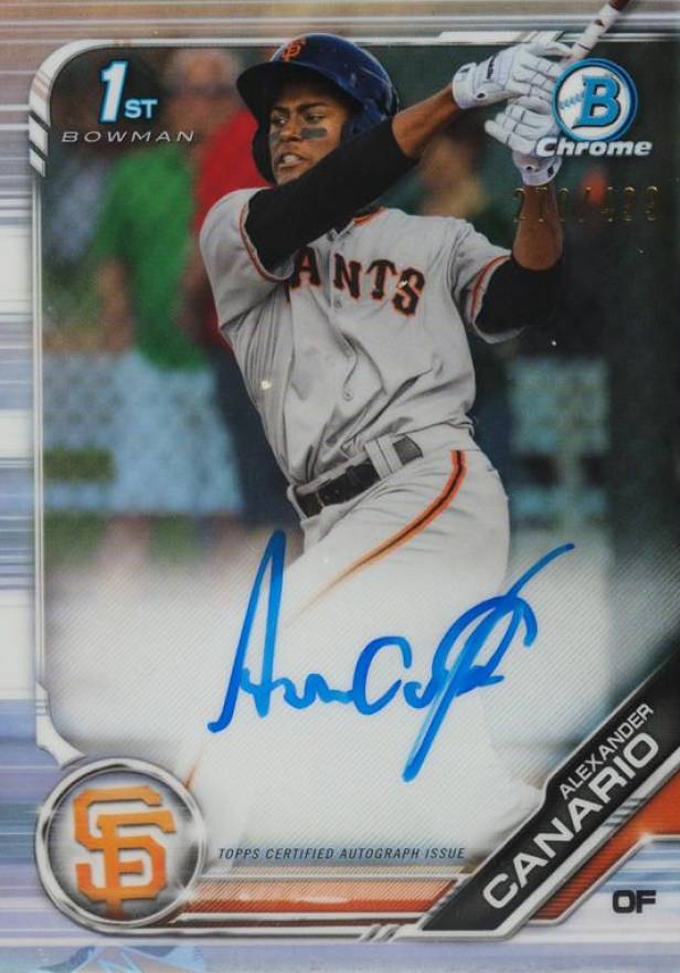 2019 Bowman Chrome Prospects Autographs Alexander Canario #CPAAC Baseball Card