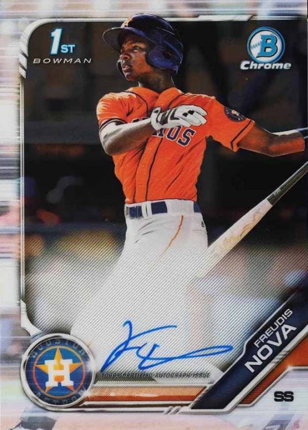 2019 Bowman Chrome Prospects Autographs Freudis Nova #CPAFN Baseball Card