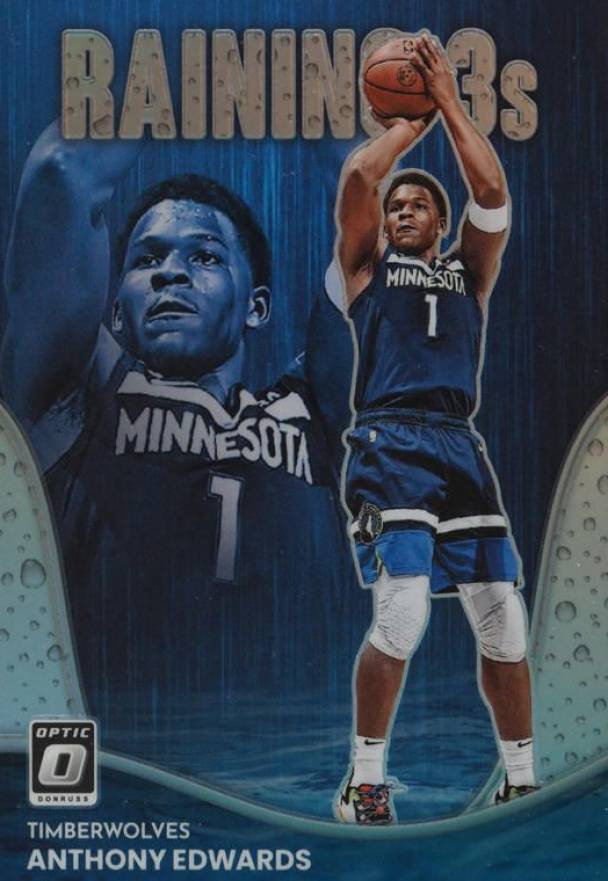 2022 Panini Donruss Optic Raining 3S Anthony Edwards #2 Basketball Card