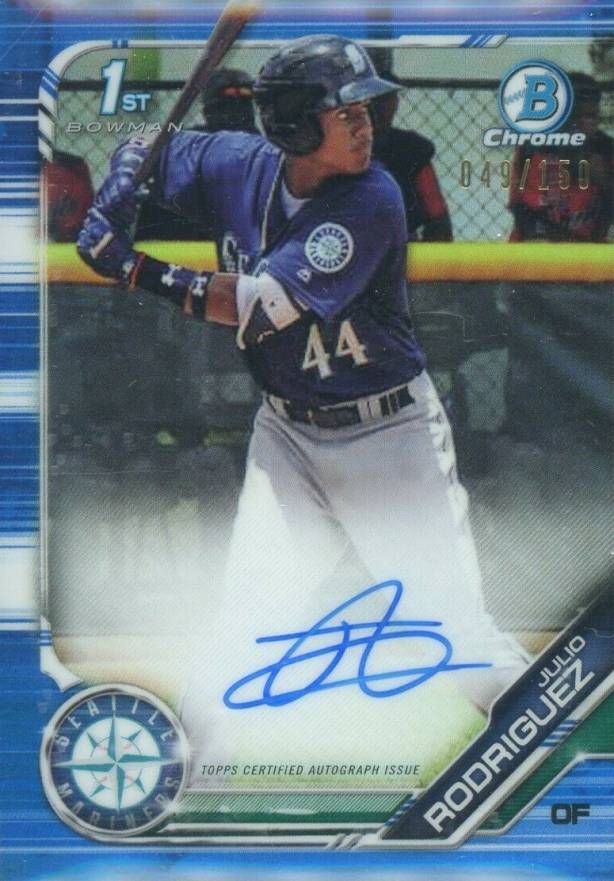 2019 Bowman Prospect Autographs Chrome Julio Rodriguez #JRO Baseball Card