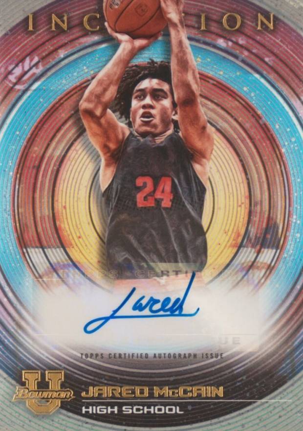 2022 Bowman University Inception Autographs Jared Mccain #JM Basketball Card