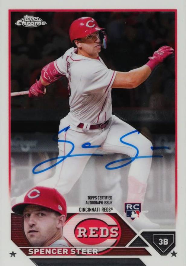 2023 Topps Chrome Rookie Autograph Spencer Steer #RASS Baseball Card