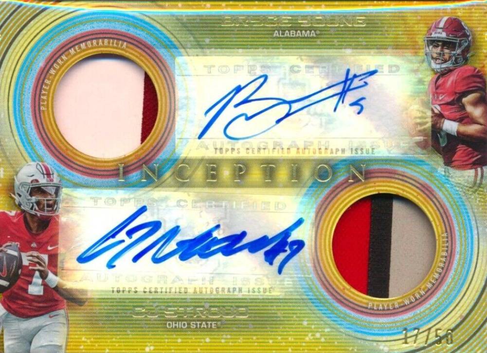 2022 Bowman University Inception Dual Autograph Relics Bryce Young/CJ Stroud #YS Football Card