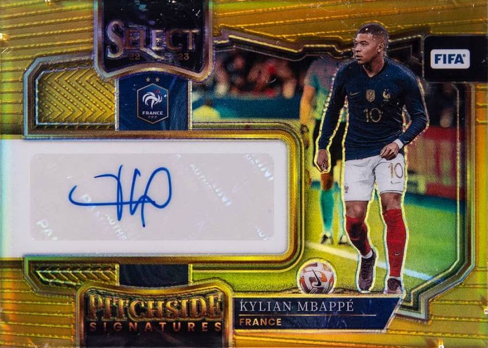 2022 Panini Select FIFA Pitchside Signatures Kylian Mbappe #PSKME Soccer Card