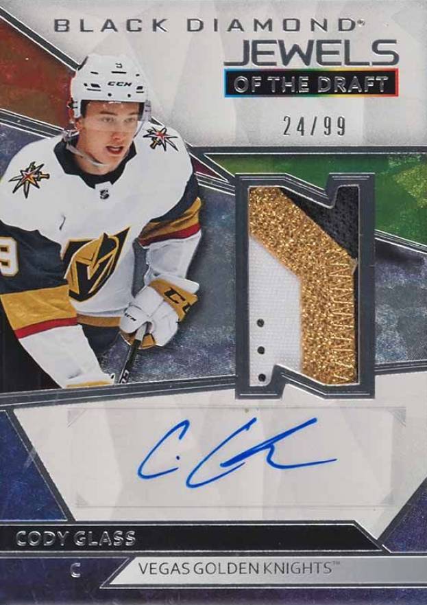 2019 Upper Deck Black Diamond Jewels of the Draft Auto Patch Relics Cody Glass #CG Hockey Card