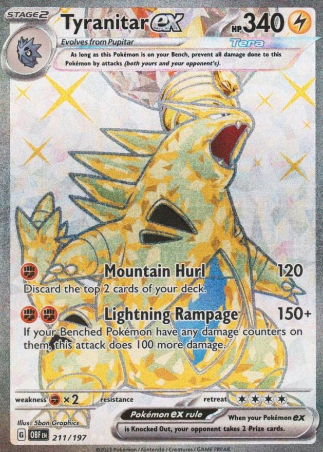 2023 Pokemon Obf EN-Obsidian Flames Tyranitar EX #211 TCG Card