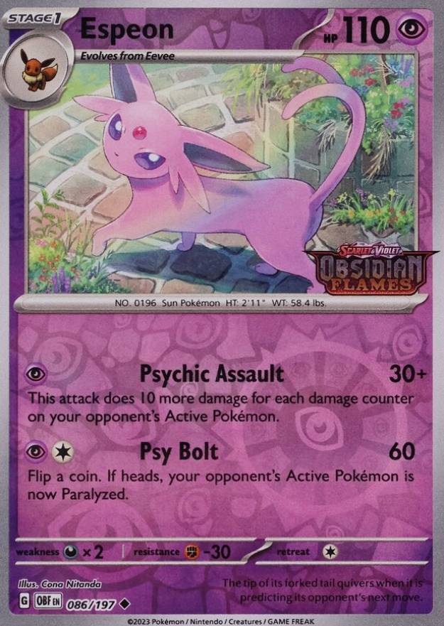 2023 Pokemon Obf EN-Obsidian Flames Espeon #086 TCG Card