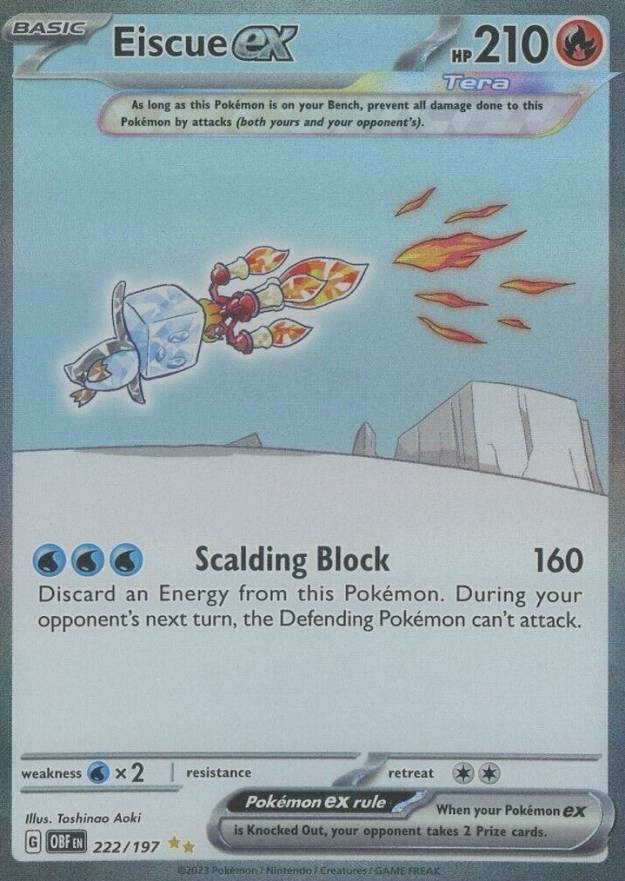 2023 Pokemon Obf EN-Obsidian Flames Eiscue EX #222 TCG Card