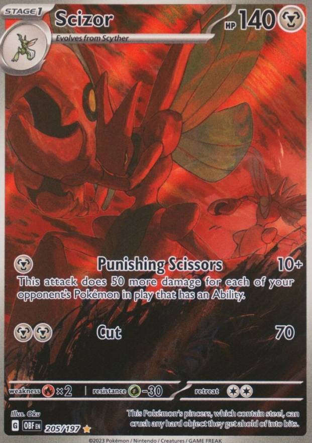 2023 Pokemon Obf EN-Obsidian Flames Scizor #205 TCG Card