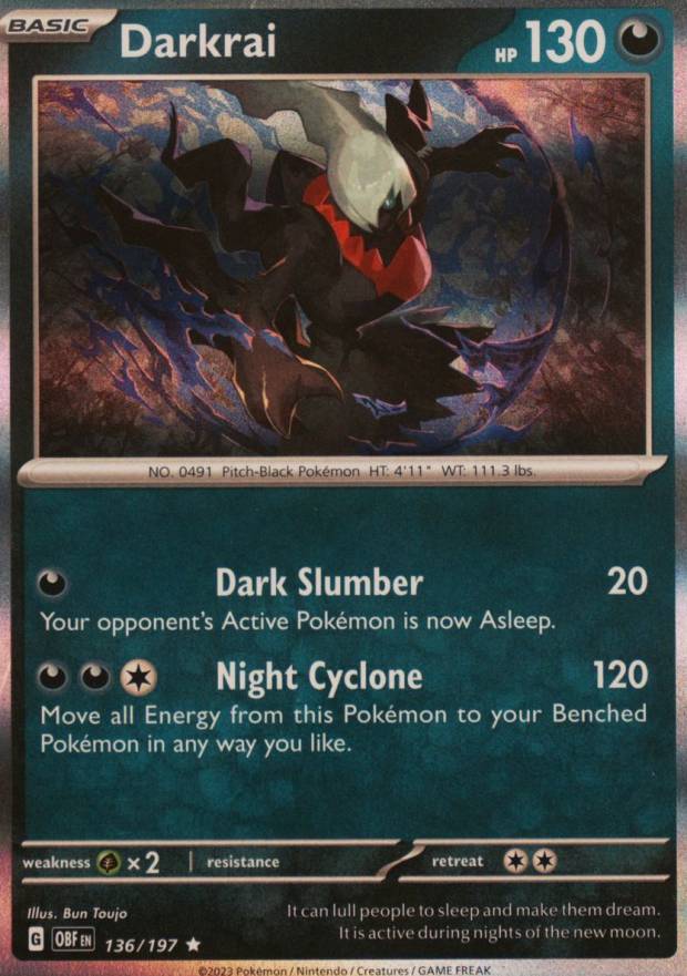 2023 Pokemon Obf EN-Obsidian Flames Darkrai #136 TCG Card