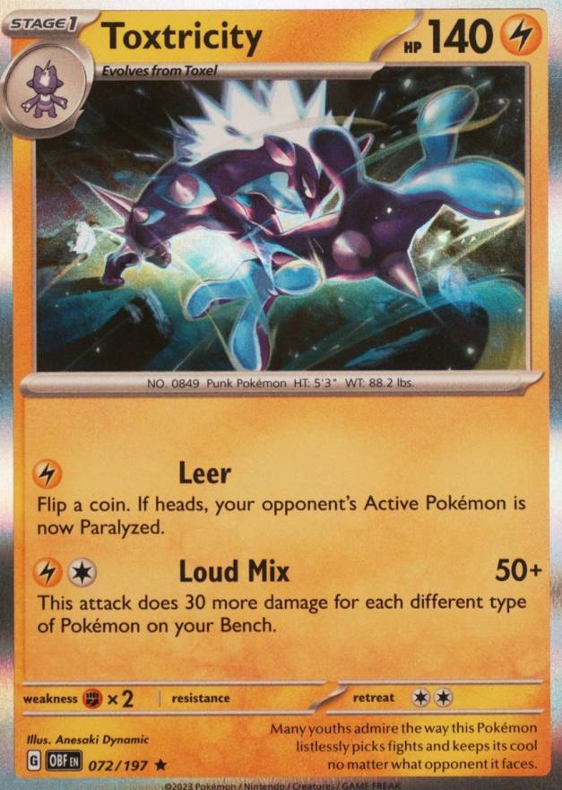 2023 Pokemon Obf EN-Obsidian Flames Toxtricity #072 TCG Card