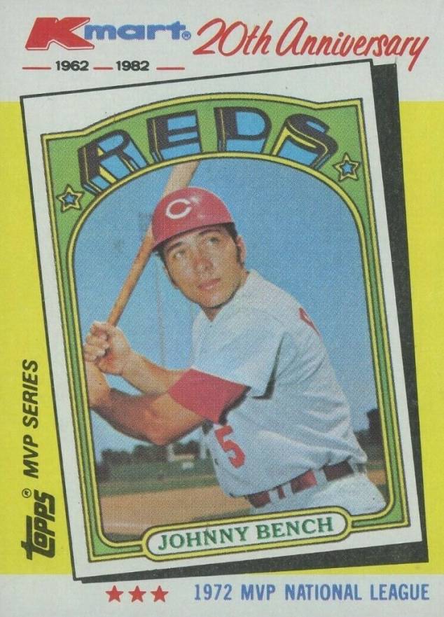 1982 K-Mart 20th Anniversary Johnny Bench #22 Baseball Card