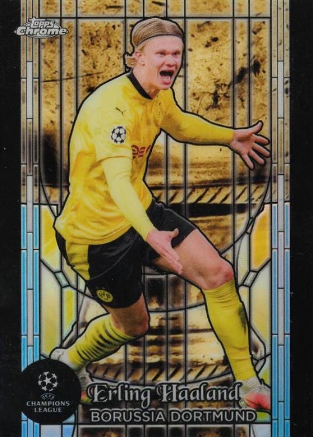 2022 Topps Chrome UEFA Club Competitions the Grail Erling Haaland #5 Soccer Card