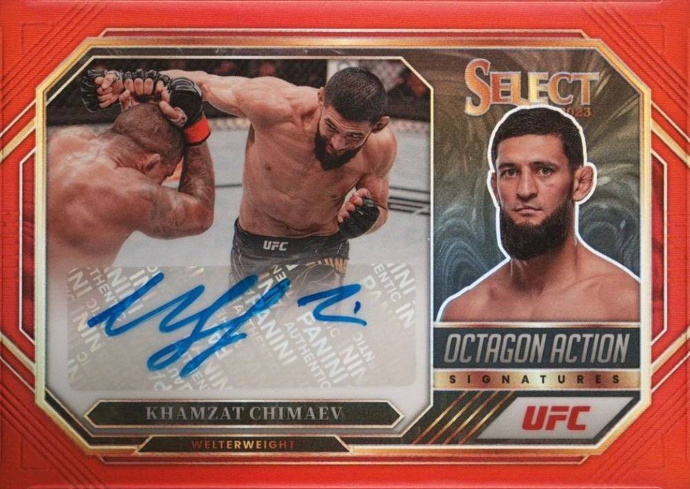 2023 Panini Select UFC Octagon Action Signatures Khamzat Chimaev #OAKCM Other Sports Card