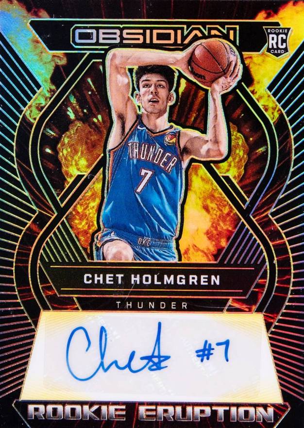 2022 Panini Obsidian Rookie Eruption Autographs Chet Holmgren #REHCC Basketball Card