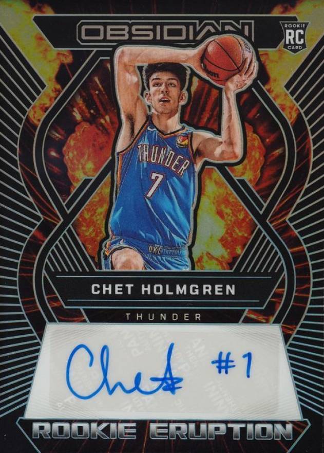 2022 Panini Obsidian Rookie Eruption Autographs Chet Holmgren #REHCC Basketball Card