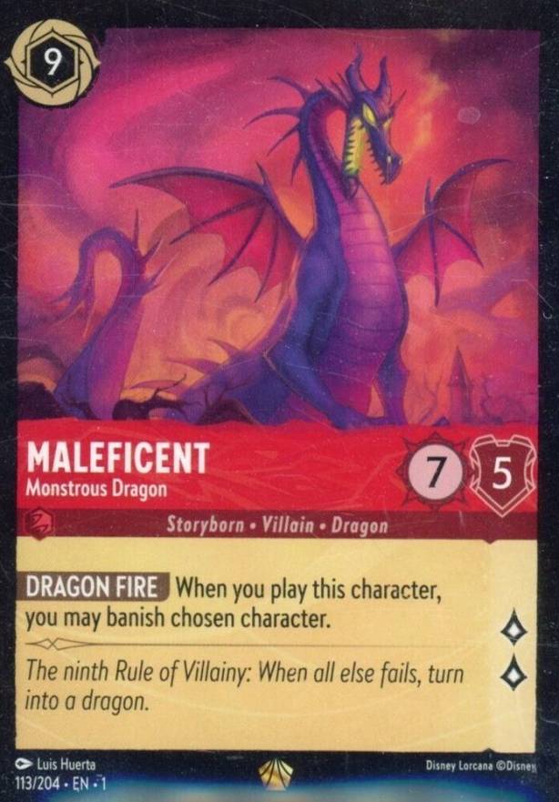 2023 Disney Lorcana EN 1-the First Chapter Maleficent - Monstrous Dragon #113 Non-Sports Card