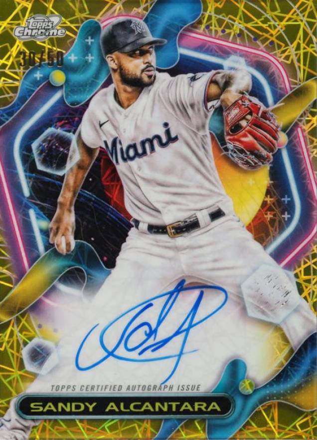 2023 Topps Cosmic Chrome Cosmic Chrome Autograph Sandy Alcantara #SA Baseball Card