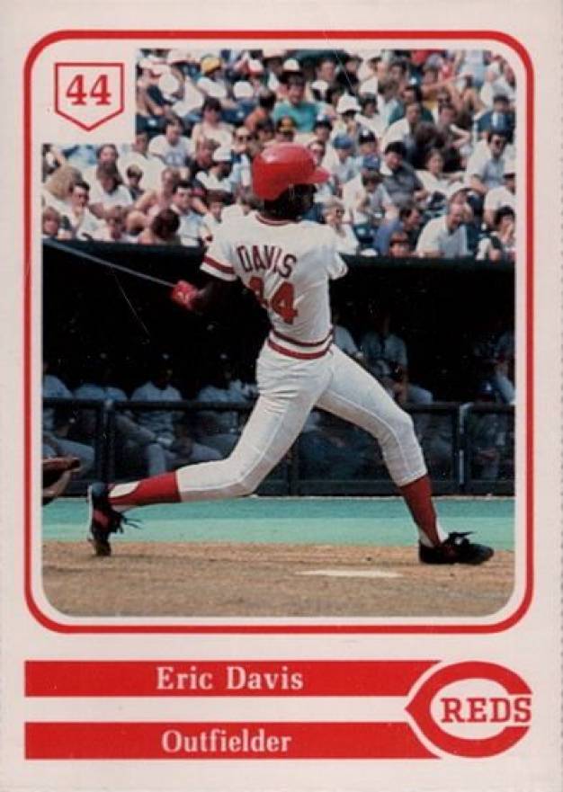 1985 Reds Yearbook Perforated Eric Davis # Baseball Card