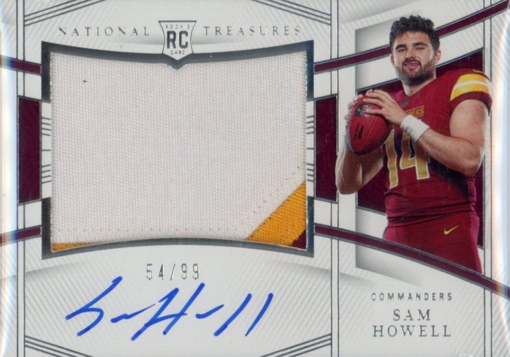 2022 Panini National Treasures Rookie Material Signature Sam Howell #SHO Football Card