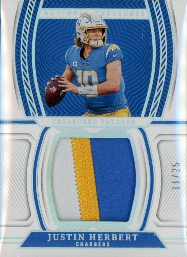 2022 Panini National Treasures Treasured Patch Justin Herbert #JHE Football Card