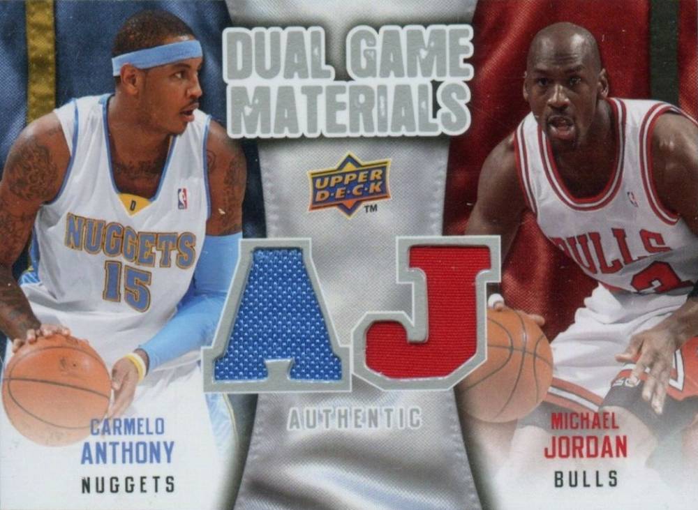 2009 Upper Deck Dual Game Materials Carmelo Anthony/Michael Jordan #DG-NK Basketball Card