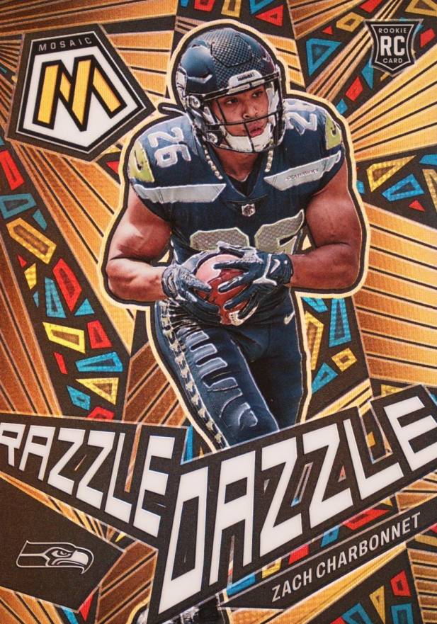 2023 Panini Mosaic Razzle Dazzle Zach Charbonnet #RD25 Football Card