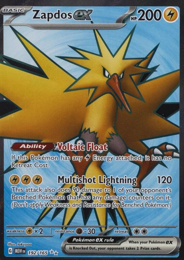 2023 Pokemon Mew EN-151 Zapdos EX #192 TCG Card