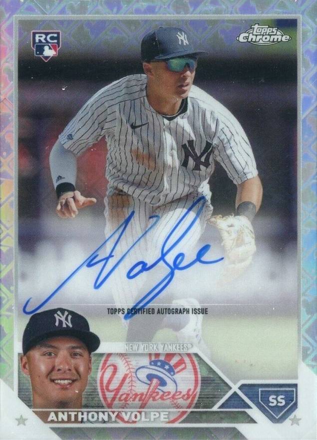 2023 Topps Chrome Logofractor Edition Refractor Chrome Autograph Anthony Volpe #RCAAV Baseball Card