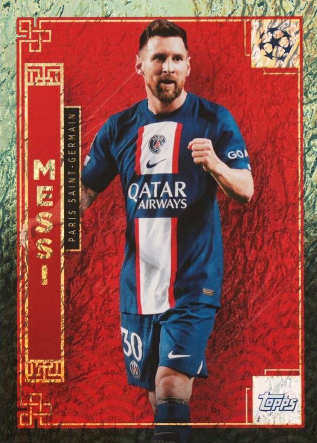 2022 Topps Jade Edition UEFA Club Competitions Chinese New Year Lionel Messi #NY1 Soccer Card