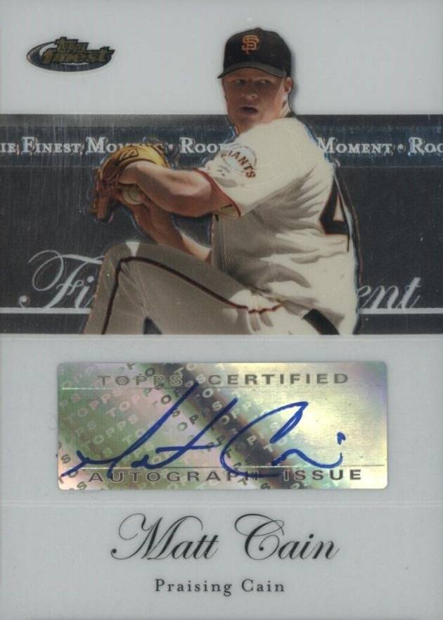 2007 Finest Moments Autographs Matt Cain #MTC Baseball Card