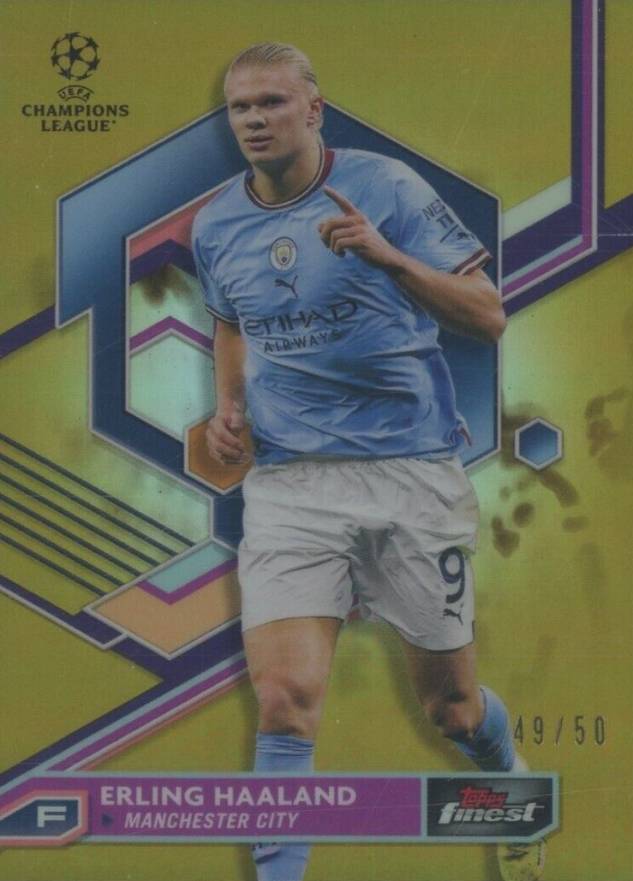 2022 Topps Finest UEFA Club Competitions Erling Haaland #9 Soccer Card