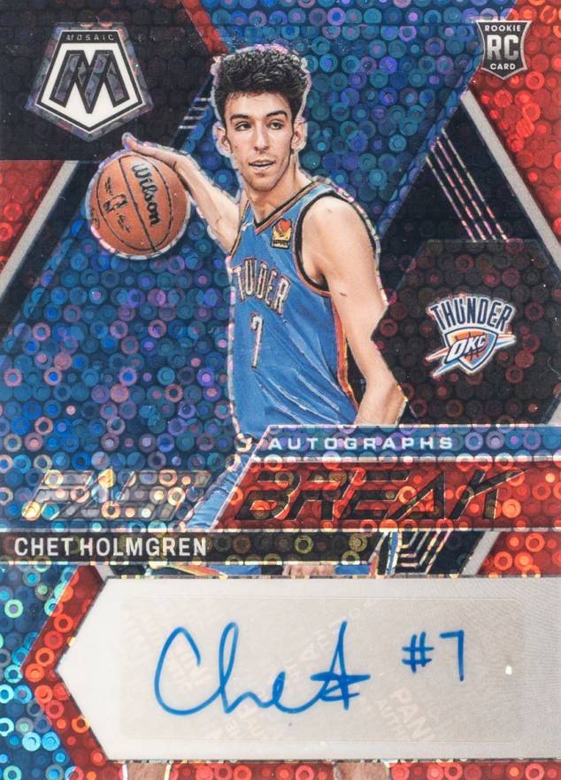 2022 Panini Mosaic Autographs Fast Break Chet Holmgren #FBHOL Basketball Card